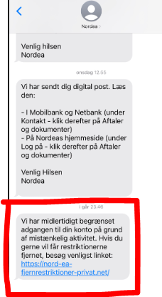 Eksempel på Spoofing SMS